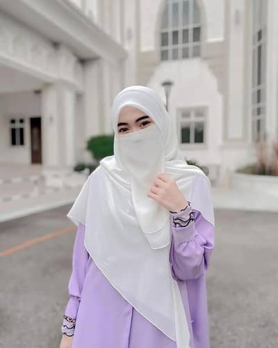 Chiffon 2 PCs hijab set brown plain lightweight