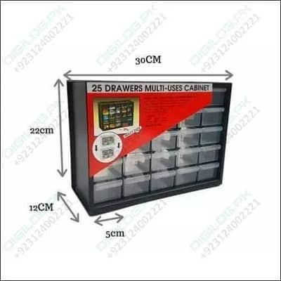 25 Drawer Plastic Storage Organizer Cabinet