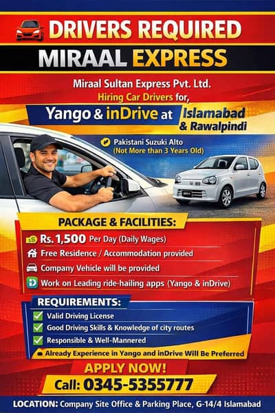 Driver/captain  For indrive and yango