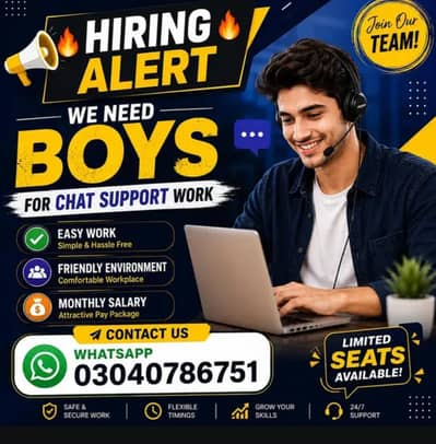 Chat support job only Lahore