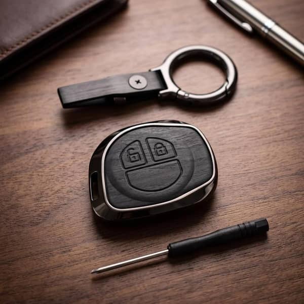 Suzuki Alto 2020-2026 Model Elite Series Metallic Car Key Case Luxury Zinc Alloy Protection Case(Black)
