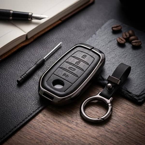 Fortuner 4 Button Elite Series Metallic Car Key Case Luxury Zinc Alloy Protection Case(Black)