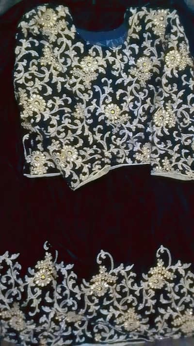 Beautiful Black Velvet Lehenga with Heavy Embroidered Blouse & Pearl