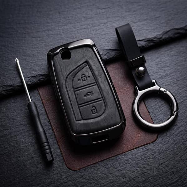 Corolla 2015 Grandy Model Elite Series Metallic Car Key Case Luxury Zinc Alloy Protection Case(Black)
