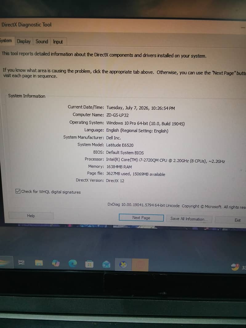 Dell E6520, 7