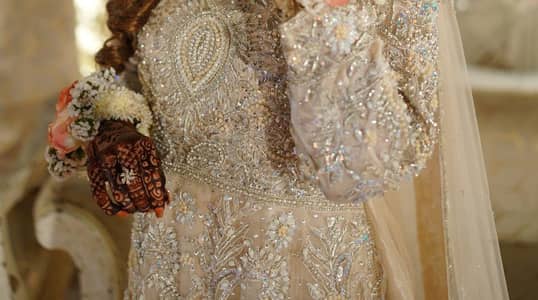Bridal Maxi with Heavy Silver Embroidery – Worn Once –