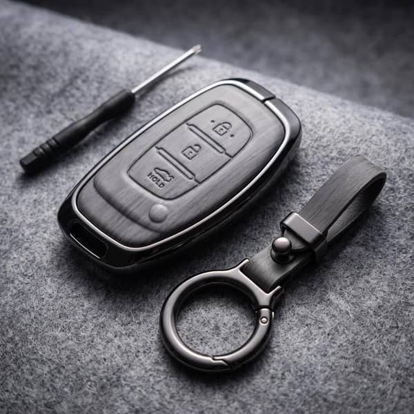 Elantra Old Elite Series Metallic Car Key Case Luxury Zinc Alloy Protection Case(Grey)