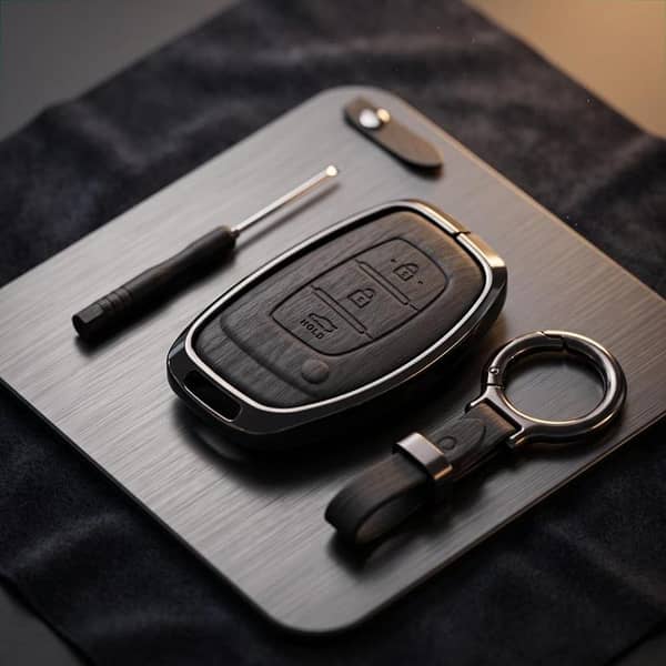 Elantra Old Elite Series Metallic Car Key Case Luxury Zinc Alloy Protection Case(Black)
