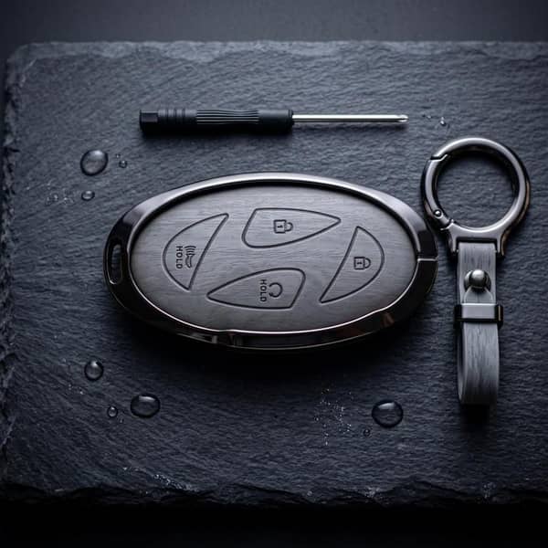 Elantra New Elite Series Metallic Car Key Case Luxury Zinc Alloy Protection Case(Grey)