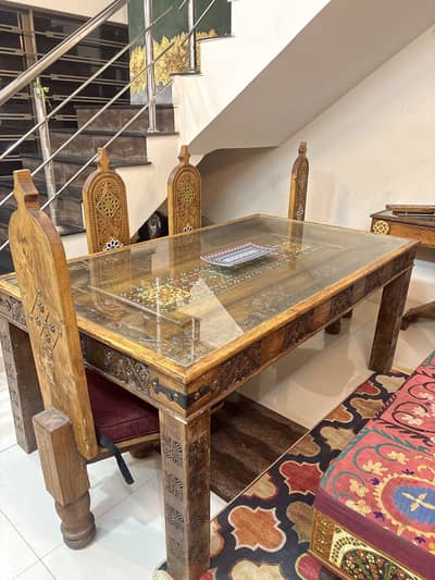 7-Seater Solid Wood Dining Table-Turkish & vintage table Scratchless