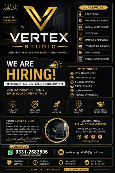 Hiring Appointment Setters (Remote | Commission-Based) – Vertex Studio
