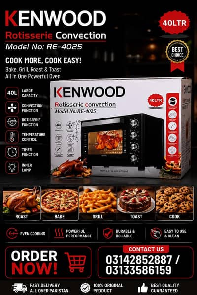 Kenwood 40L Rotisserie Convection Oven KE-4025 | Brand New Box Pack
