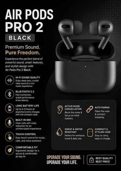 AirPods Pro 2 (Black) – Premium Quality