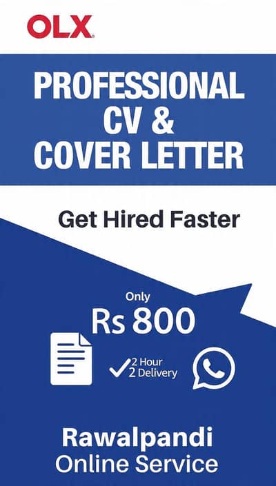 Professional CV + Cover Letter - 2 Ghante Delivery | Rs 800