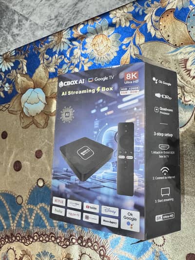 CBOX AI android Tv box Slightly used with voice remote