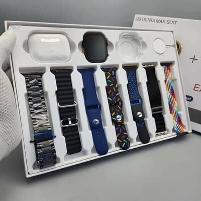 i20 Ultra Max Suit Smartwatch & Earbuds Combo | 10-in-1 Set |