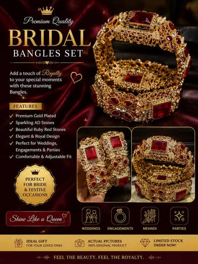 Premium Bridal Gold Plated Bangles Set 
