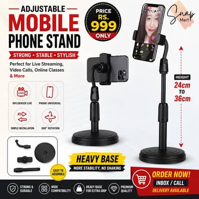 Adjustable Mobile Phone Stand – Heavy Base