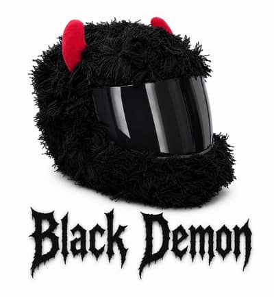 Fluffy Black Demon helmet