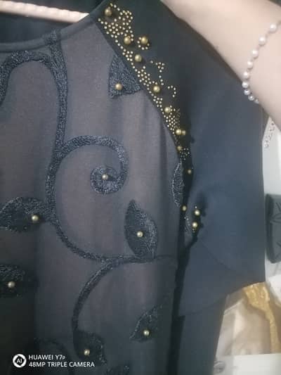 Black Abaya Size 56 Stone Work Jersey Silk New