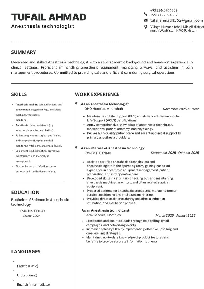 Anesthesia technologist 0
