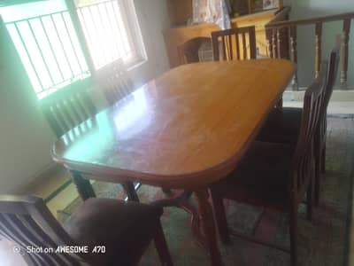 Elegant 6-Seater Wooden Dining Table Set for Sale 