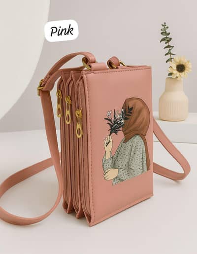 `Pink Crossbody Bag - 3 Zip Sling Bag for Girls`