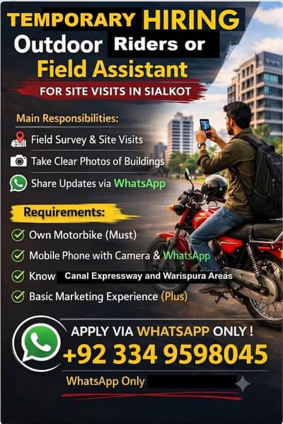 Temporary position for outdoor field surveyors or delivery riders