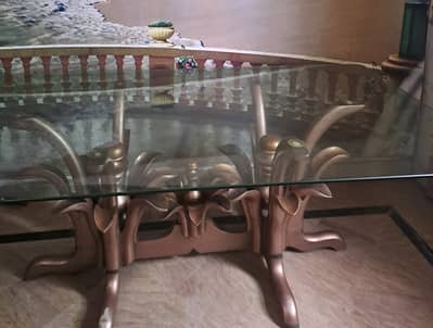 7x4 Feet Glass Dining Table (2 Chairs Free On Purchase)