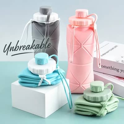 Foldable Silicone Water Bottle 600ml Multicolor