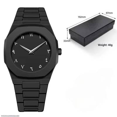Mens carbon fiber Arabic dial watch black