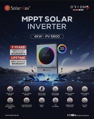 solermax orion+ pv5600 srf 1 hafta use howa with panel and battery