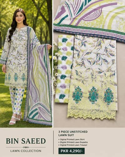 Pure Lawn Chicken Kari Luxury 3pc / Digital Printed Floral Design