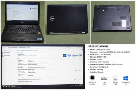 Dell Latitude E6410 Core i5 8GB RAM 240GB HDD Windows 10 Pro Charger