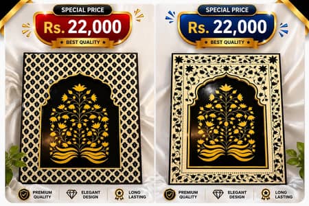 Luxury Handcrafted Mughal Arch Decorative Wall Mirror | Black & White