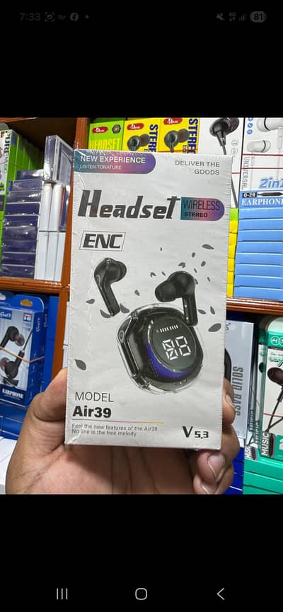 Air 39 Wireless earbuds-Bluetoth 5.3 Stero Sound With Digital display