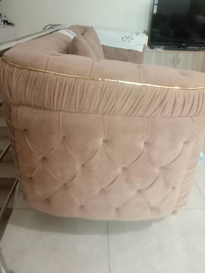 8 seater camel coloured sofa set with 6 chairs dining table with it