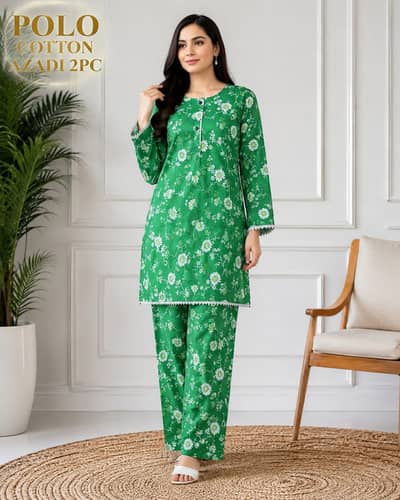 Stitched 14 August 2pc Suit @ 850 Only - Polo Cotton Free Size