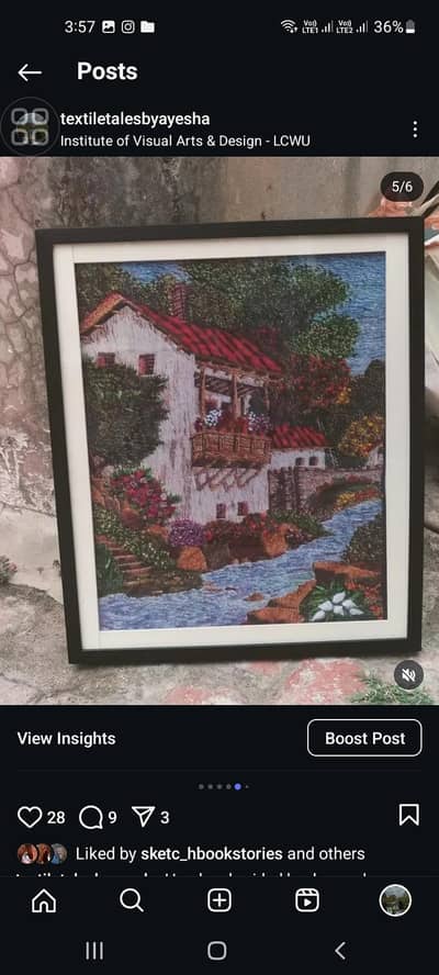 embroidered scenery frame