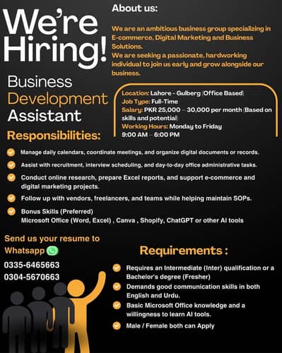 Job Offer Business Development Assistant
