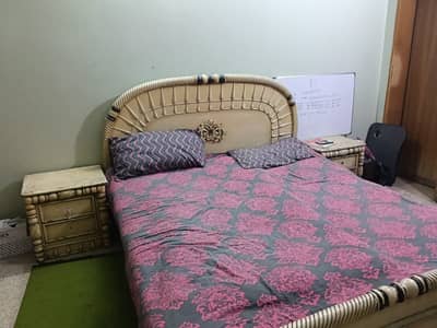 Deco paint bed with side tables without mattress