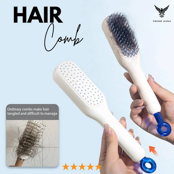 Premium Self-Cleaning Anti-Static Massage Comb for All Hair Types
