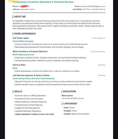 Need job. . .