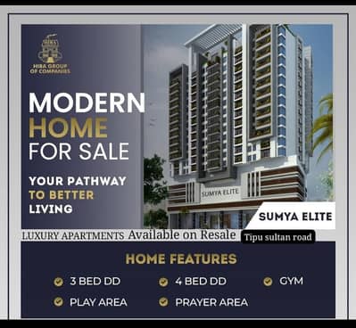 Brand New 4 Bedrooms Drawing Lounge Luxury Flat Available For Sale At Prime Location of Tipu Sultan Road With All Modern Facilities