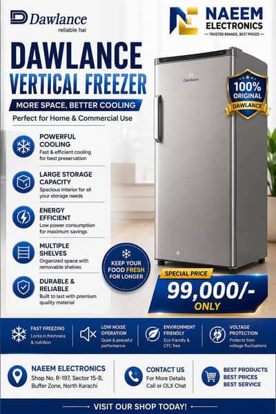 Dawlance Vertical Freezer | Upright Deep Freezer | Original