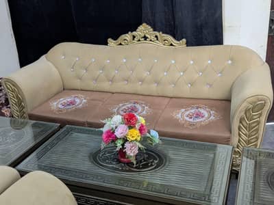 5 seater sofa set with Glass table set