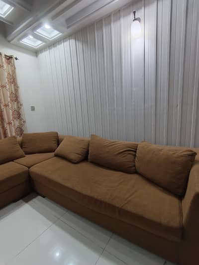 Camel brown L-Shaped Sofa