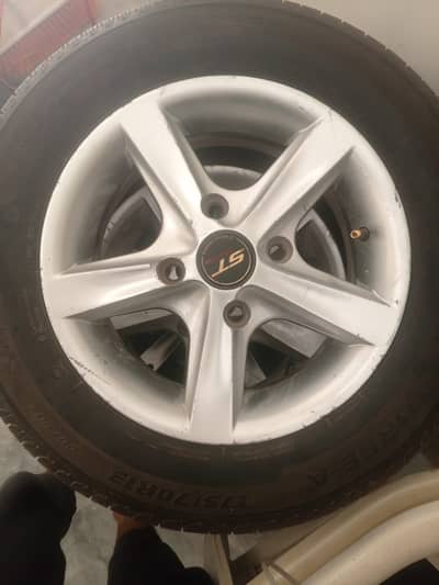 4 Alloy Rims with Tyres 3 Like New Tyres, Only 2,000 KM Driven