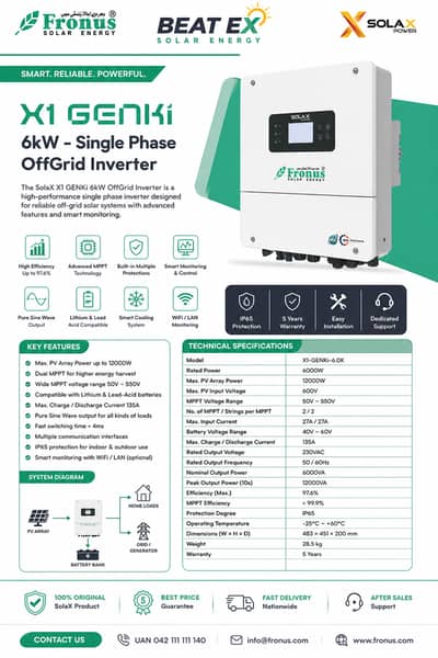 SolaX X1 GENKi 6kW Hybrid Solar Inverter | 6KW Off Grid Inverter |
