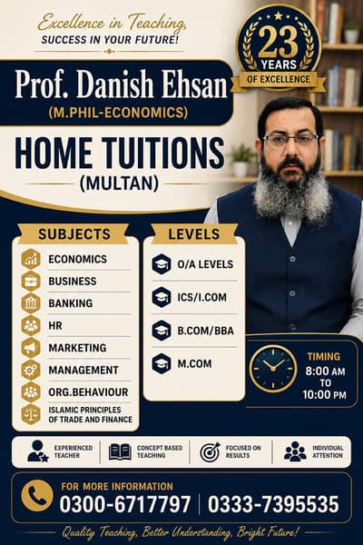 M. Phil Economics | 23 yrs Exp | BBA, M. Com, B. Com | MPS Road